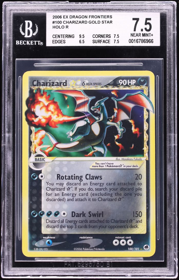 2006 Pokemon EX Dragon Frontiers Holo Charizard Gold Star #100 BGS 7.5 NRMT+