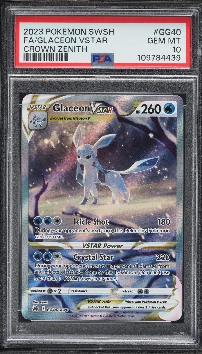 2023 Pokemon Sword & Shield Crown Zenith Alt Art Glaceon VSTAR #GG40 PSA 10 GEM MINT