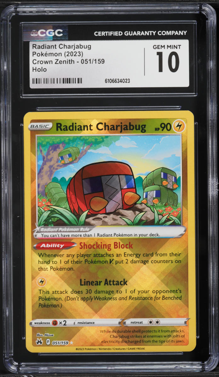 2023 Pokemon Sword & Shield Crown Zenith Holo Radiant Charjabug #51 CGC 10 GEM MINT