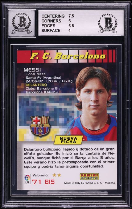 2004 Panini Sports Mega Cracks La Liga Lionel Messi ROOKIE AUTO #71 BAS BGS 5 EX