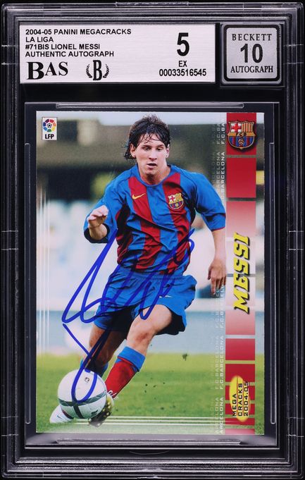 2004 Panini Sports Mega Cracks La Liga Lionel Messi ROOKIE AUTO #71 BAS BGS 5 EX