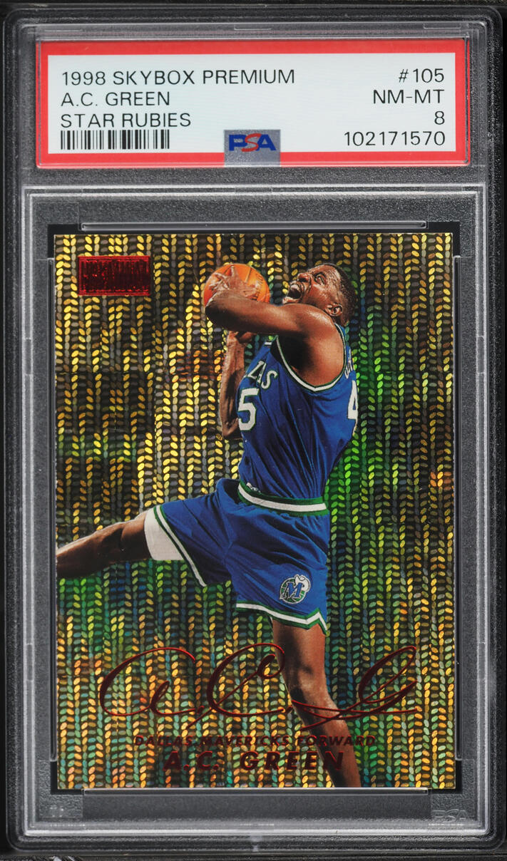 1998 Skybox Premium Star Rubies A.C. Green /50 #105 PSA 8 NM-MT - Photo 1