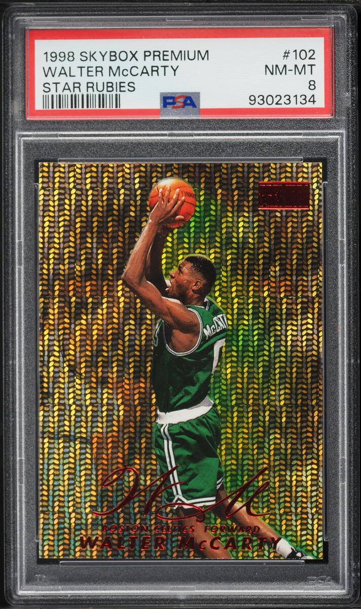 1998 Skybox Premium Star Rubies Walter McCarty /50 #102 PSA 8 NM-MT - Photo 1