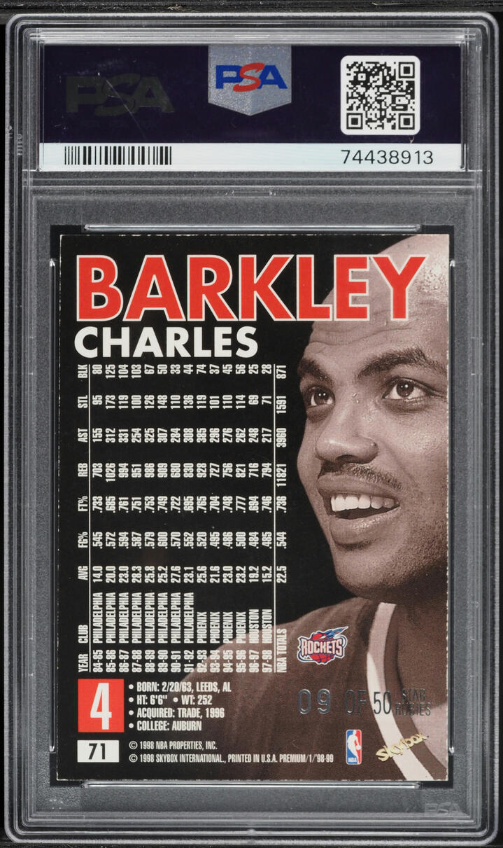 1998 Skybox Premium Star Rubies Charles Barkley /50 #71 PSA 5 EX - Photo 2