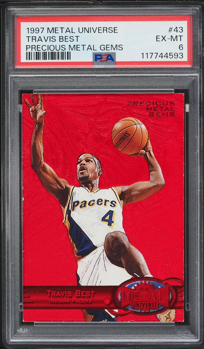 1997 Metal Universe Precious Metal Gems PMG Red Travis Best /100 #43 PSA 6 EXMT - Photo 1
