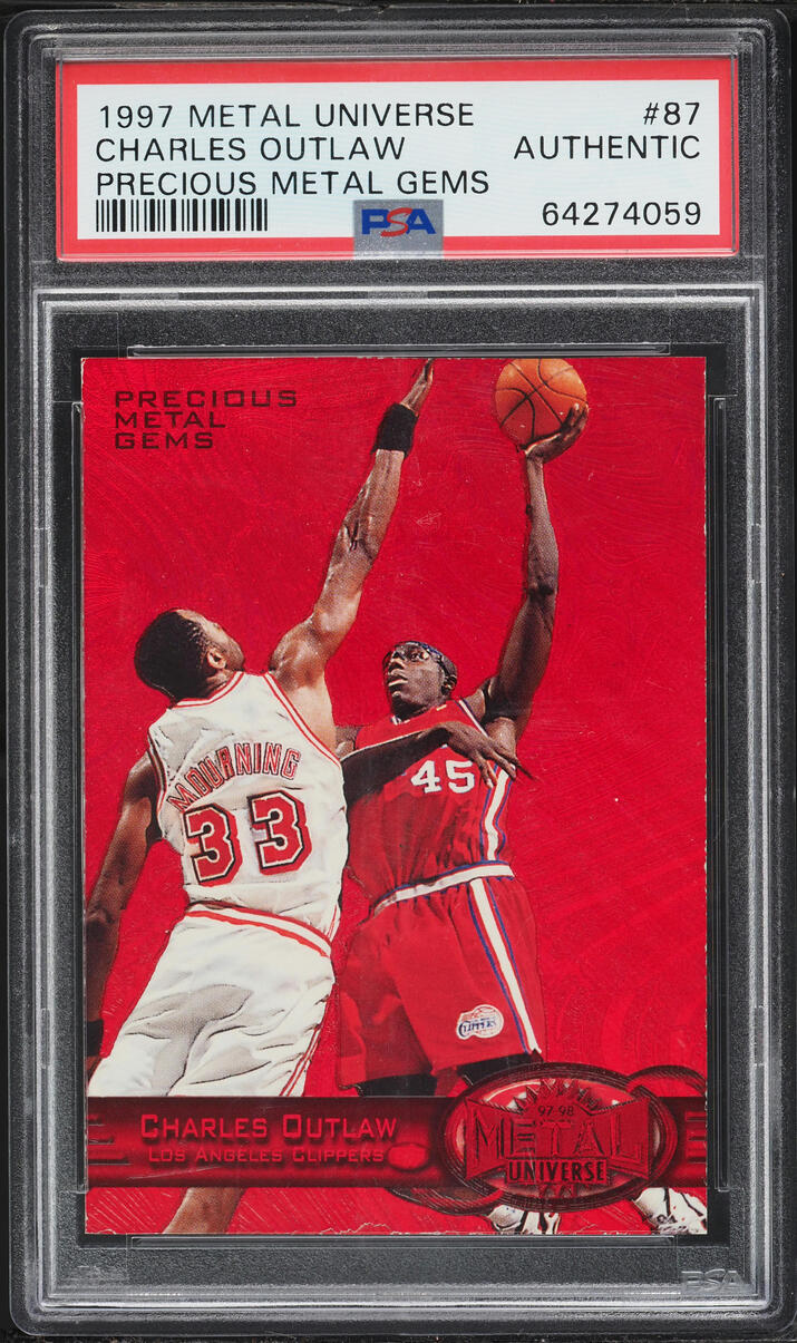 1997 Metal Universe Precious Metal Gems PMG Red Charles Outlaw /100 #87 PSA AUTH - Photo 1