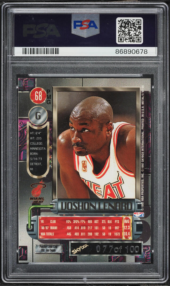 1997 Metal Universe Precious Metal Gems PMG Red Voshon Lenard /100 #68 PSA 6 EXMT - Photo 2