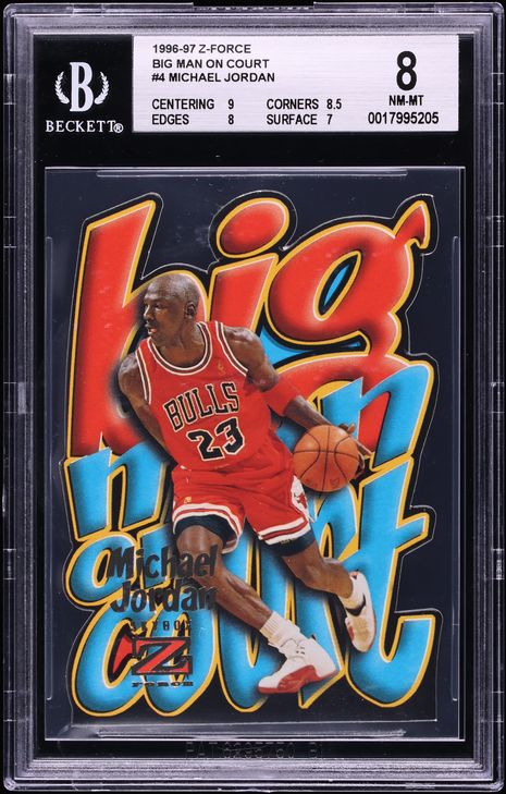 1996 Skybox Z-Force Big Men On Court Die-Cut Michael Jordan #4 BGS 8 NM-MT - Photo 1