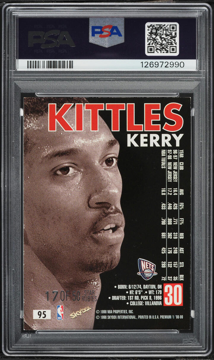 1998 Skybox Premium Star Rubies Kerry Kittles /50 #95 PSA 6 EXMT - Photo 2