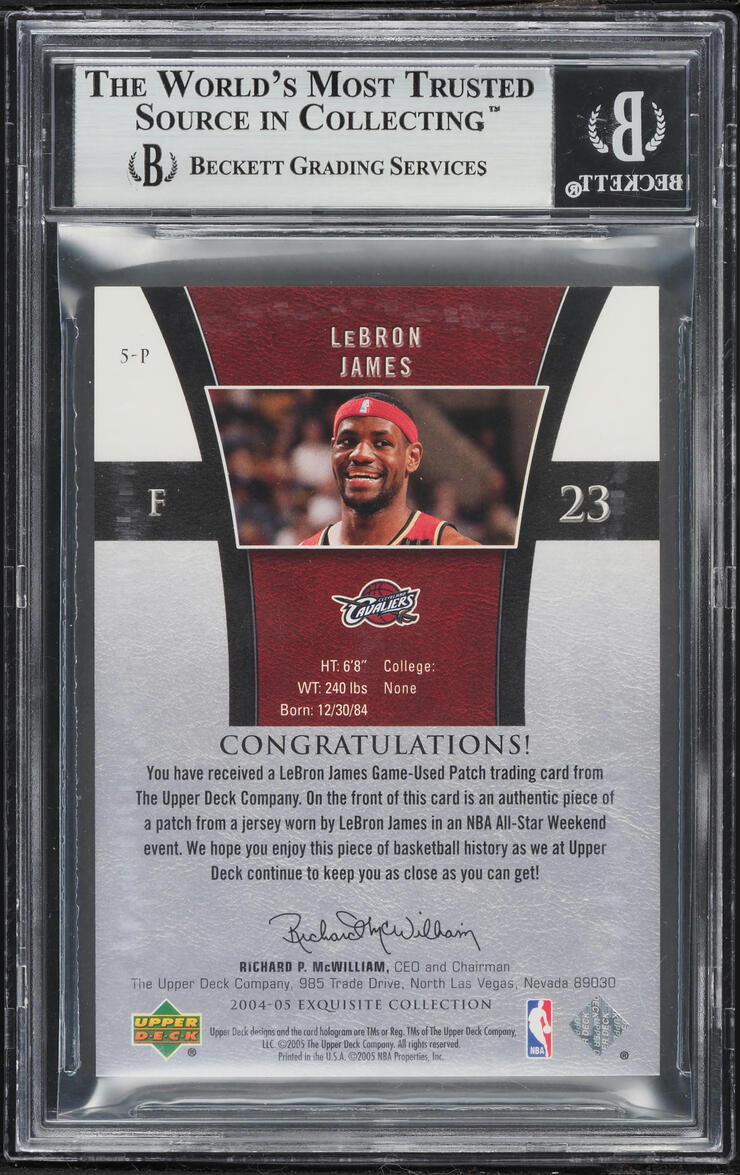 2004 Exquisite Collection Parallel LeBron James PATCH /10 #5 BGS 8.5 NM-MT+ - Photo 2