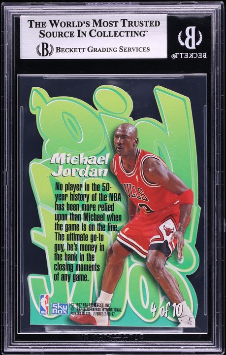 1996 Skybox Z-Force Big Men On Court Die-Cut Michael Jordan #4 BGS 8 NM-MT - Photo 2