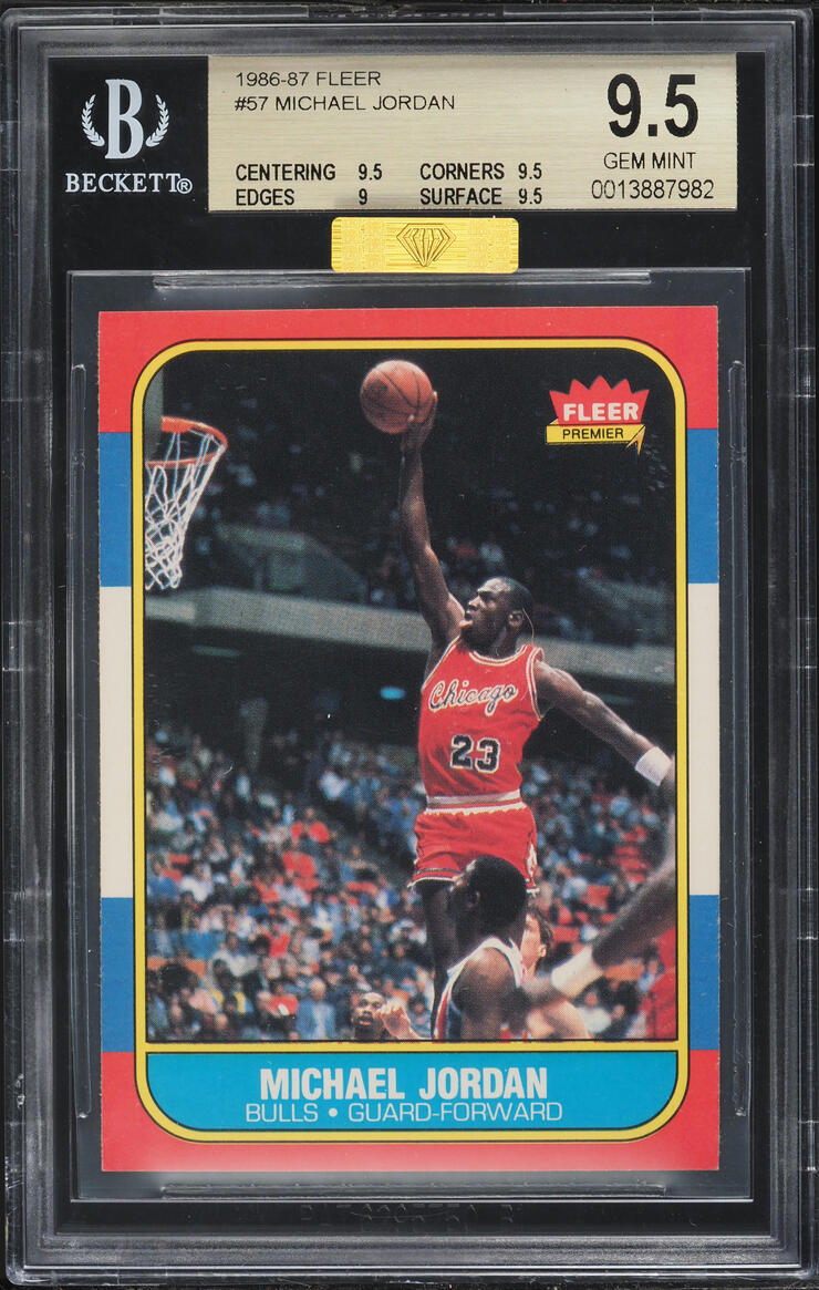 1986 Fleer Basketball Michael Jordan ROOKIE #57 MBA BGS 9.5 GEM MINT - Photo 1
