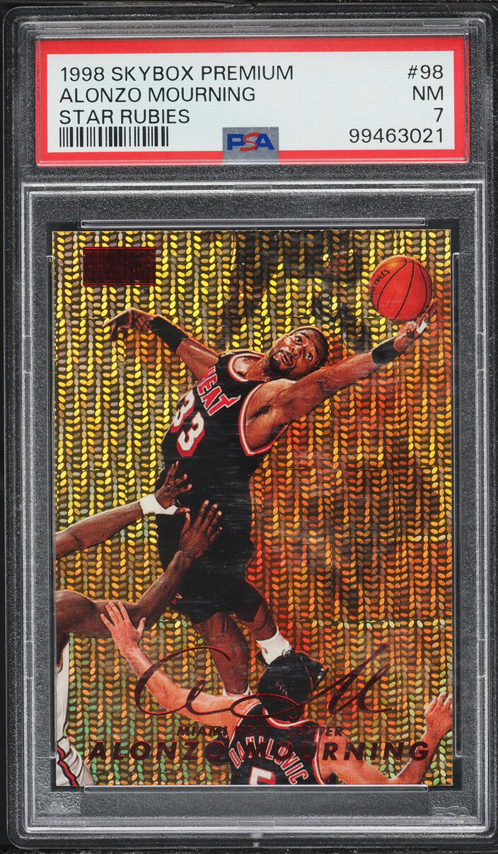 1998 Skybox Premium Star Rubies Alonzo Mourning /50 #98 PSA 7 NRMT - Photo 1