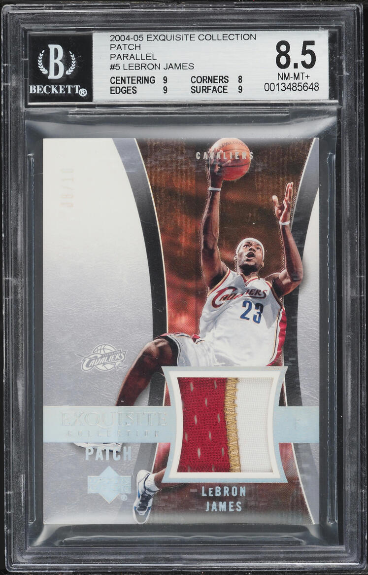 2004 Exquisite Collection Parallel LeBron James PATCH /10 #5 BGS 8.5 NM-MT+ - Photo 1