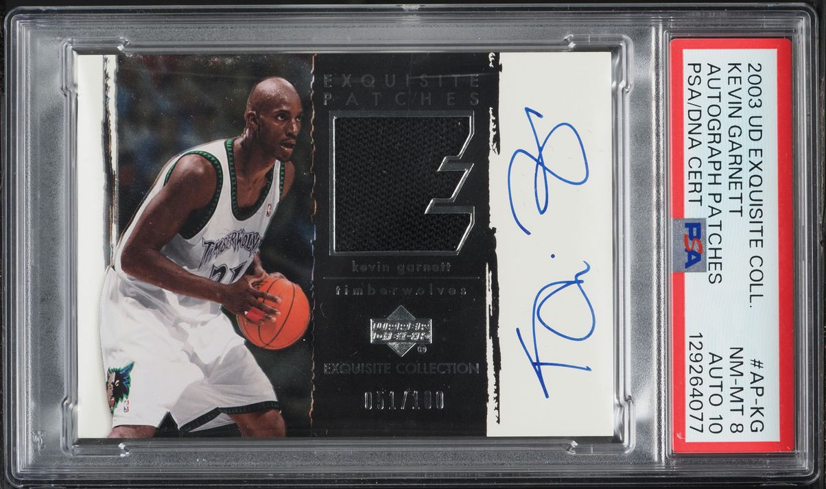 2003 Exquisite Collection Kevin Garnett PATCH AUTO DNA 10 /100 #AP-KG PSA 8 NM-MT - Photo 1