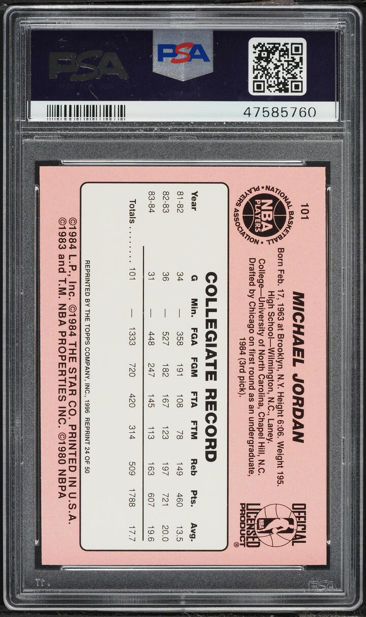 1996 Topps NBA Stars '85 Reprint Michael Jordan #24 PSA 10 GEM MINT - Photo 2