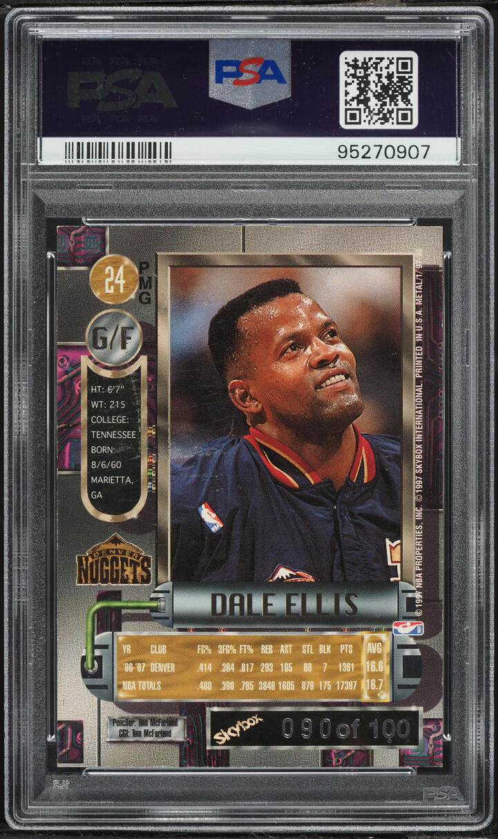 1997 Metal Universe Precious Metal Gems PMG Red Dale Ellis /100 #24 PSA 6 EXMT - Photo 2