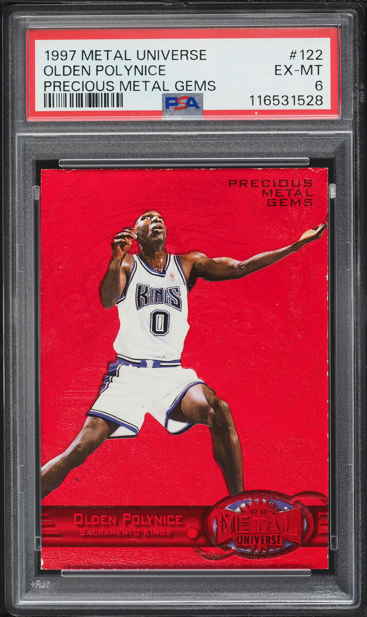 1997 Metal Universe Precious Metal Gems PMG Red Olden Polynice /100 PSA 6 EXMT - Photo 1