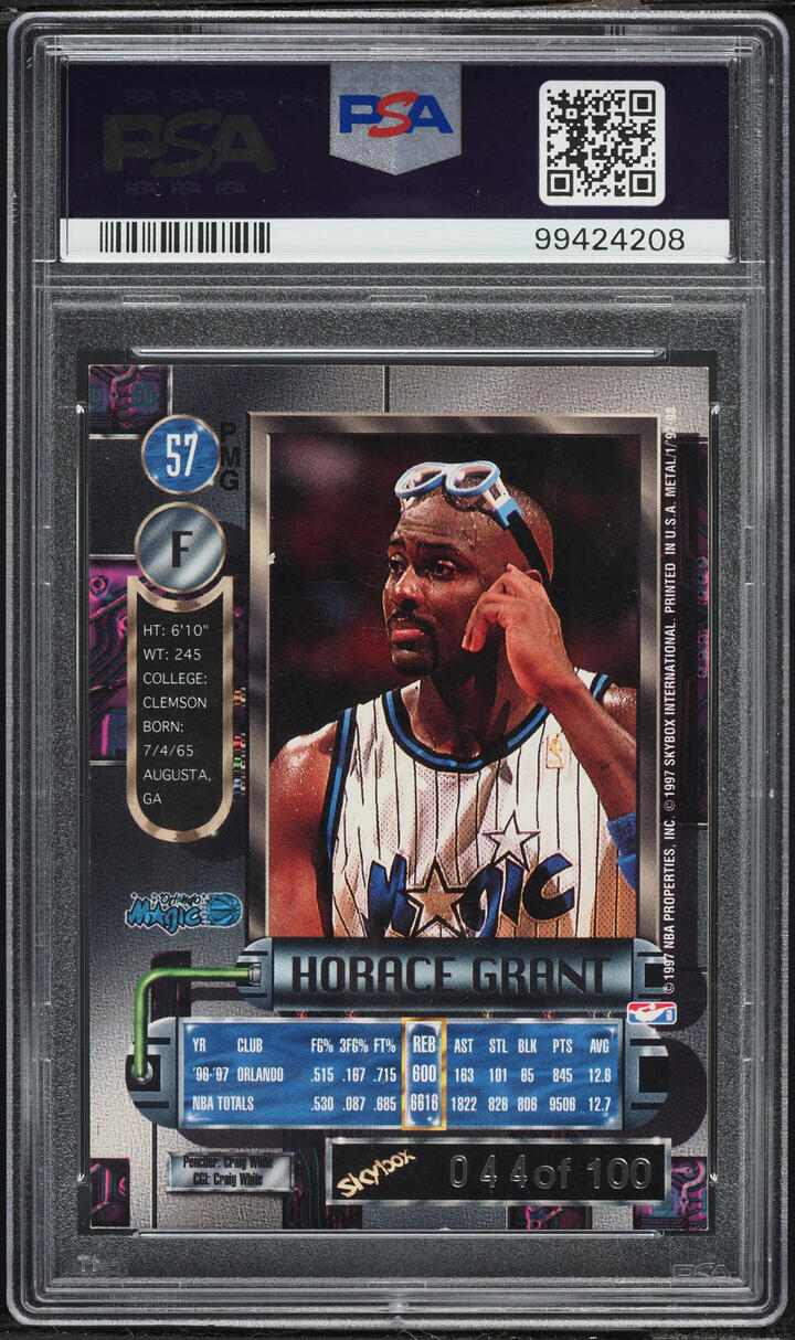 1997 Metal Universe Precious Metal Gems PMG Red Horace Grant /100 #57 PSA 6 EXMT - Photo 2