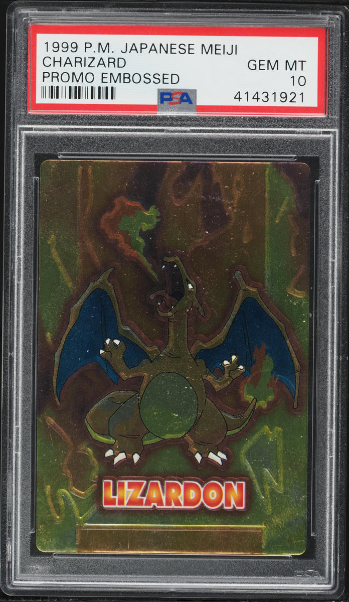 1999 Pokemon Japanese Meiji Promo Embossed Charizard PSA 10 GEM MINT
