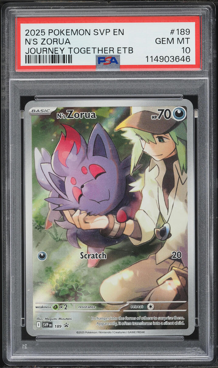 2025 Pokemon SV Promo Journey Together ETB Full Art N's Zorua #189 PSA 10 GEM MINT
