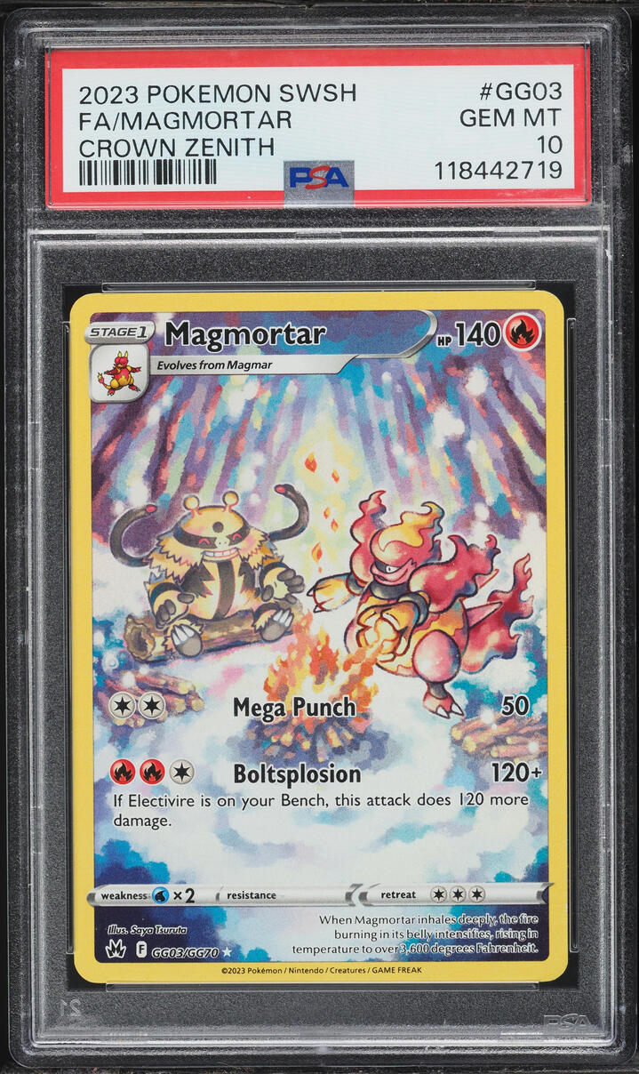 2023 Pokemon Sword & Shield Crown Zenith Full Art Magmortar #GG03 PSA 10 GEM MINT