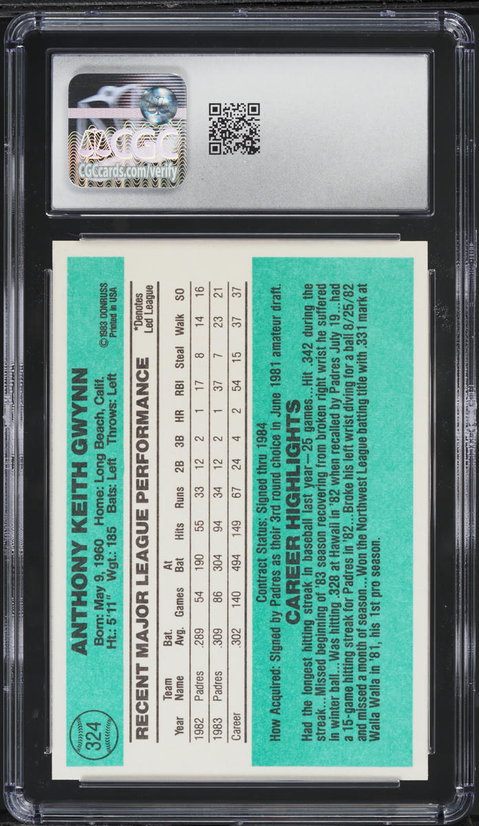1984 Donruss Tony Gwynn #324 CGC 10 GEM MINT