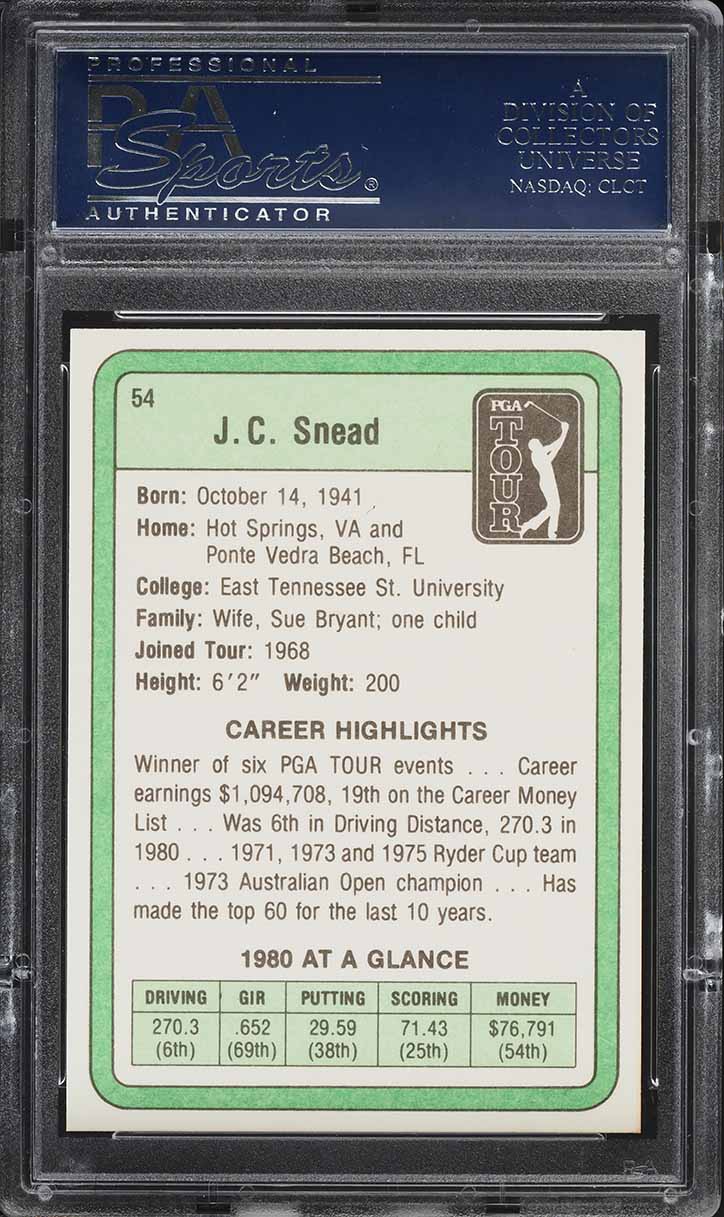 1981 Donruss Golf J.C. Snead #54 PSA 9 MINT