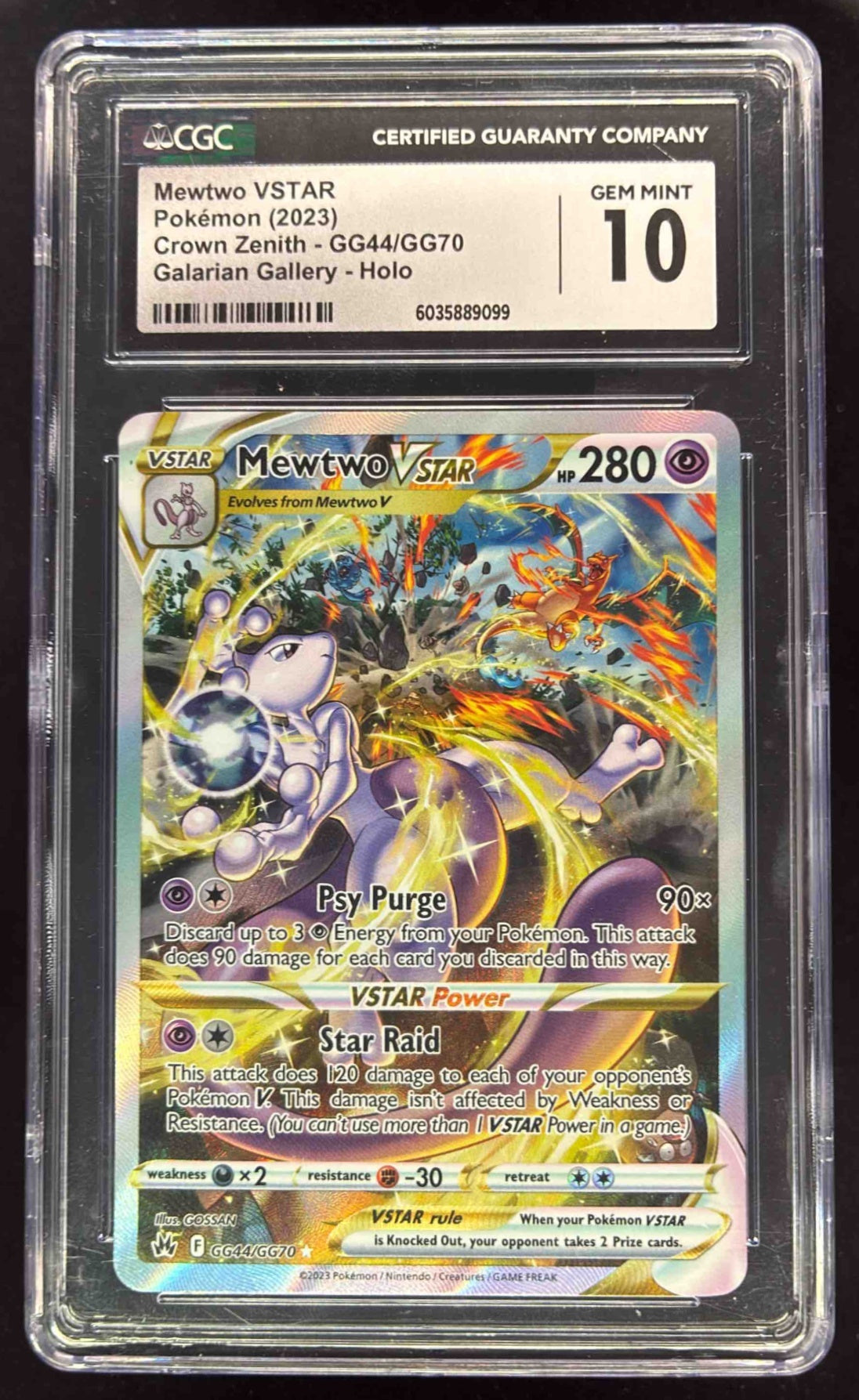 2023 Pokemon SWSH Crown Zenith Full Art Mewtwo VSTAR #GG44 CGC 10