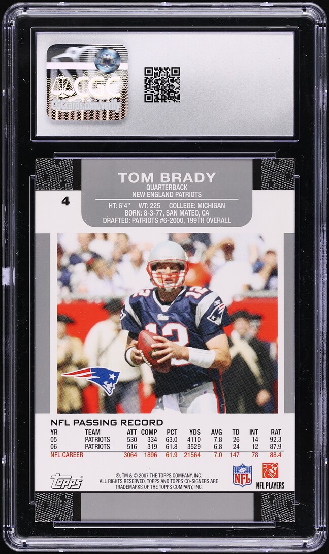 2007 Topps Co-Signers Tom Brady #4 CGC 8.5 NM-MT+