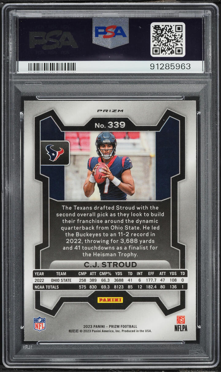 2023 Panini Prizm Purple Pulsar C.J. Stroud ROOKIE #339 PSA 10 GEM MINT