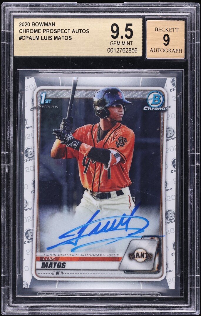 2020 Bowman Chrome Luis Matos PROSPECT AUTO #CPA-LM BGS 9.5 GEM MINT