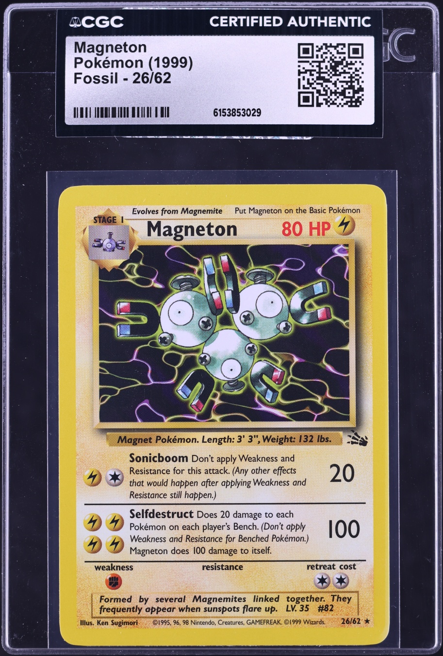 1999 Pokemon Fossil Magneton #26 CGC AUTH