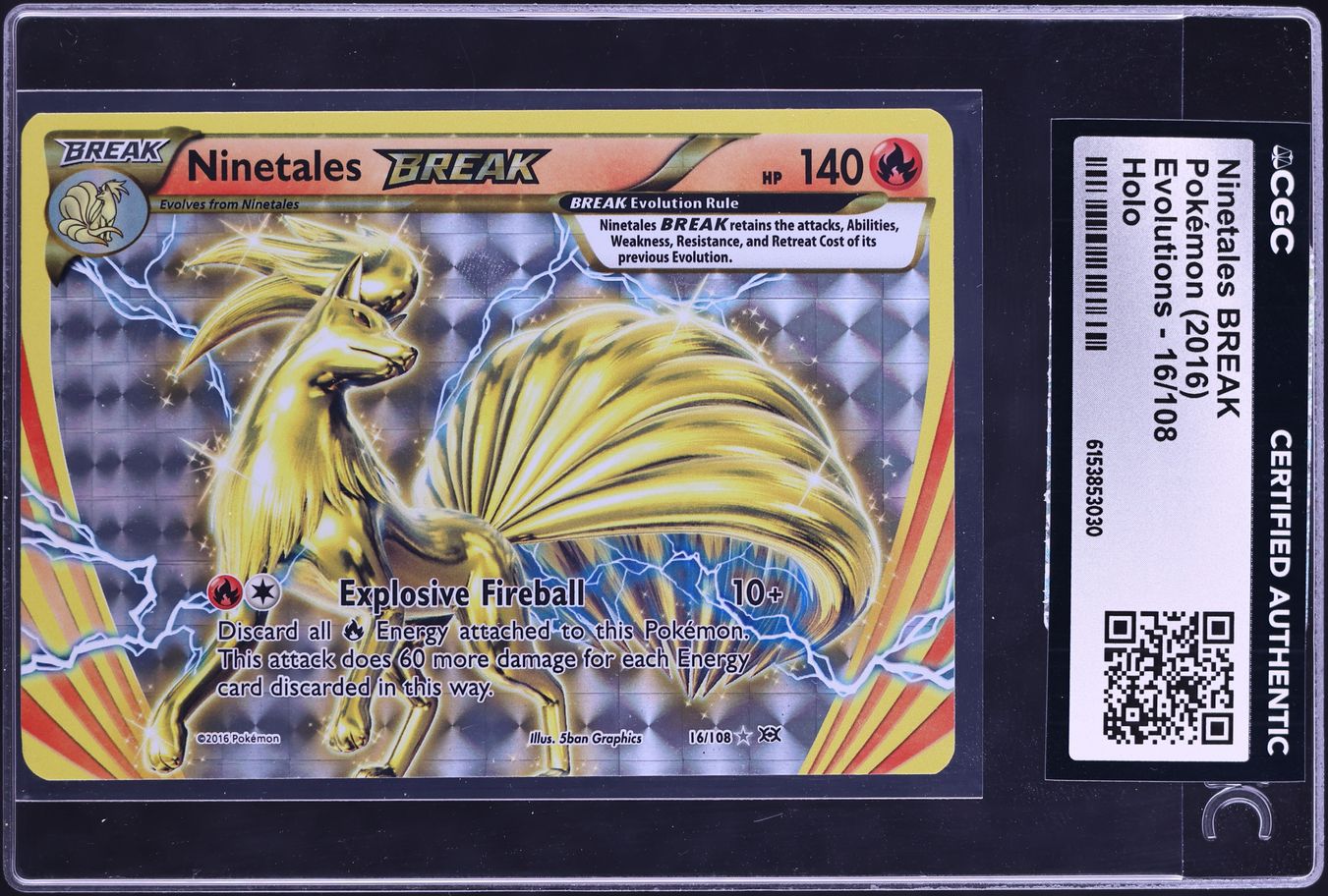 2016 Pokemon XY Evolutions Holo Ninetales BREAK #16 CGC AUTH