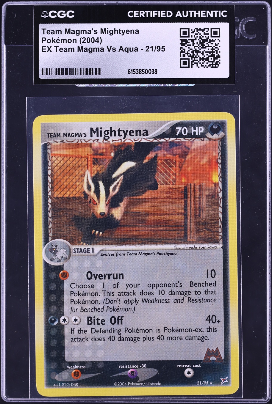 2004 Pokemon EX Team Magma Vs Aqua Team Magma's Mightyena #21 CGC AUTH