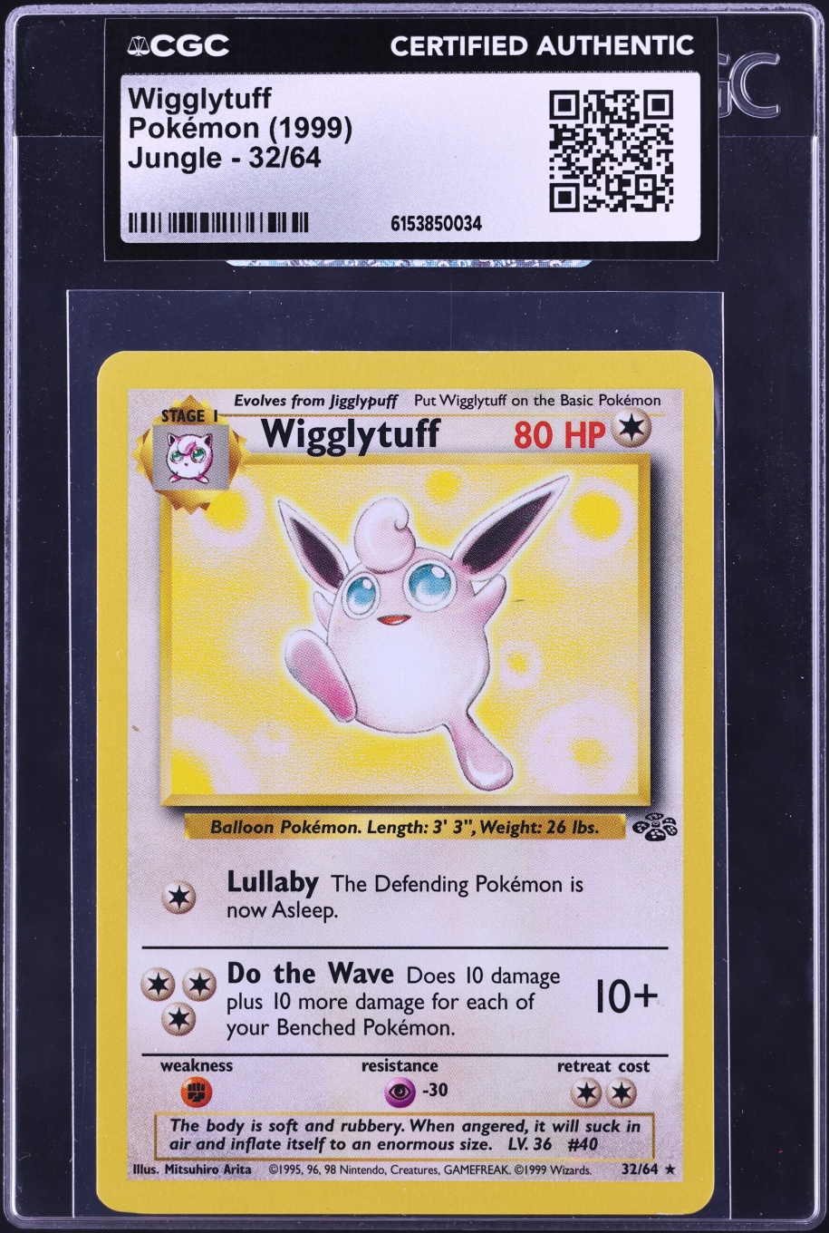 1999 Pokemon Jungle Wigglytuff #32 CGC AUTH