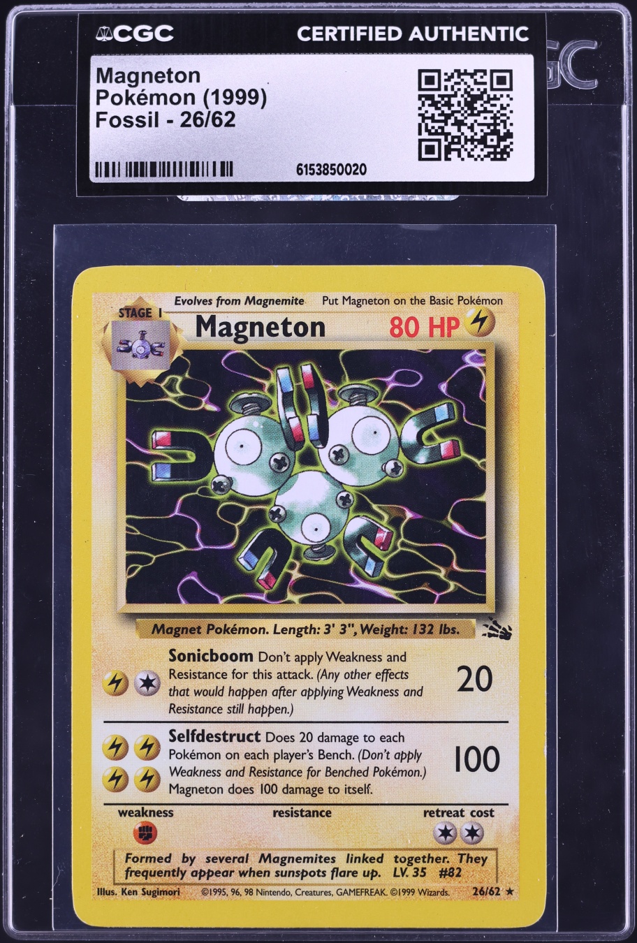 1999 Pokemon Fossil Magneton #26 CGC AUTH