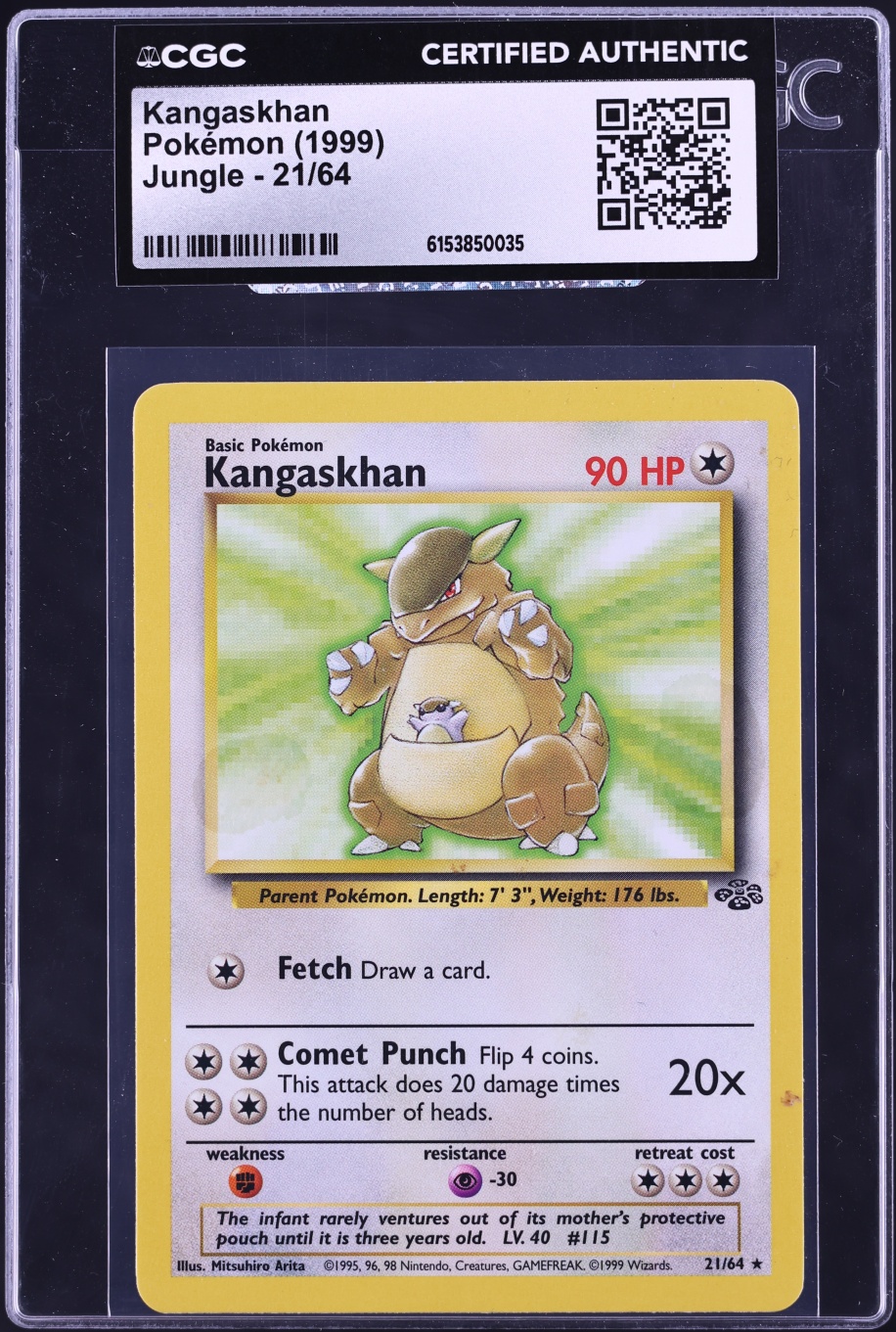 1999 Pokemon Jungle Kangaskhan #21 CGC AUTH