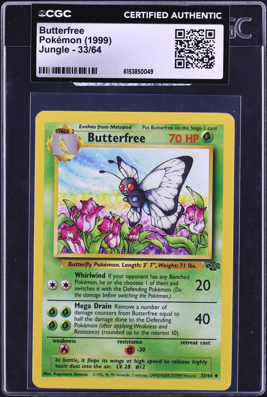 1999 Pokemon Jungle Butterfree #33 CGC AUTH