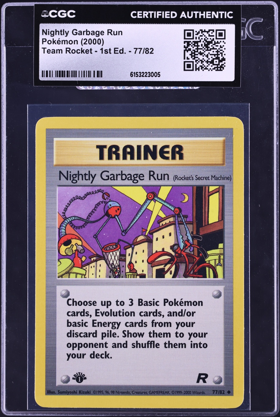 2000 Pokemon Team Rocket 1st Edition Nightly Garbage Run #77 CGC AUTH