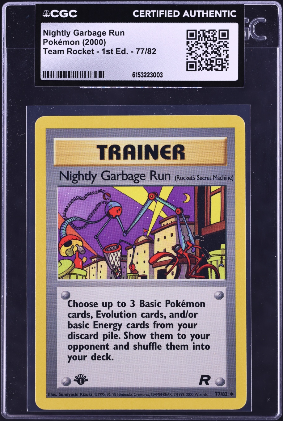 2000 Pokemon Team Rocket 1st Edition Nightly Garbage Run #77 CGC AUTH