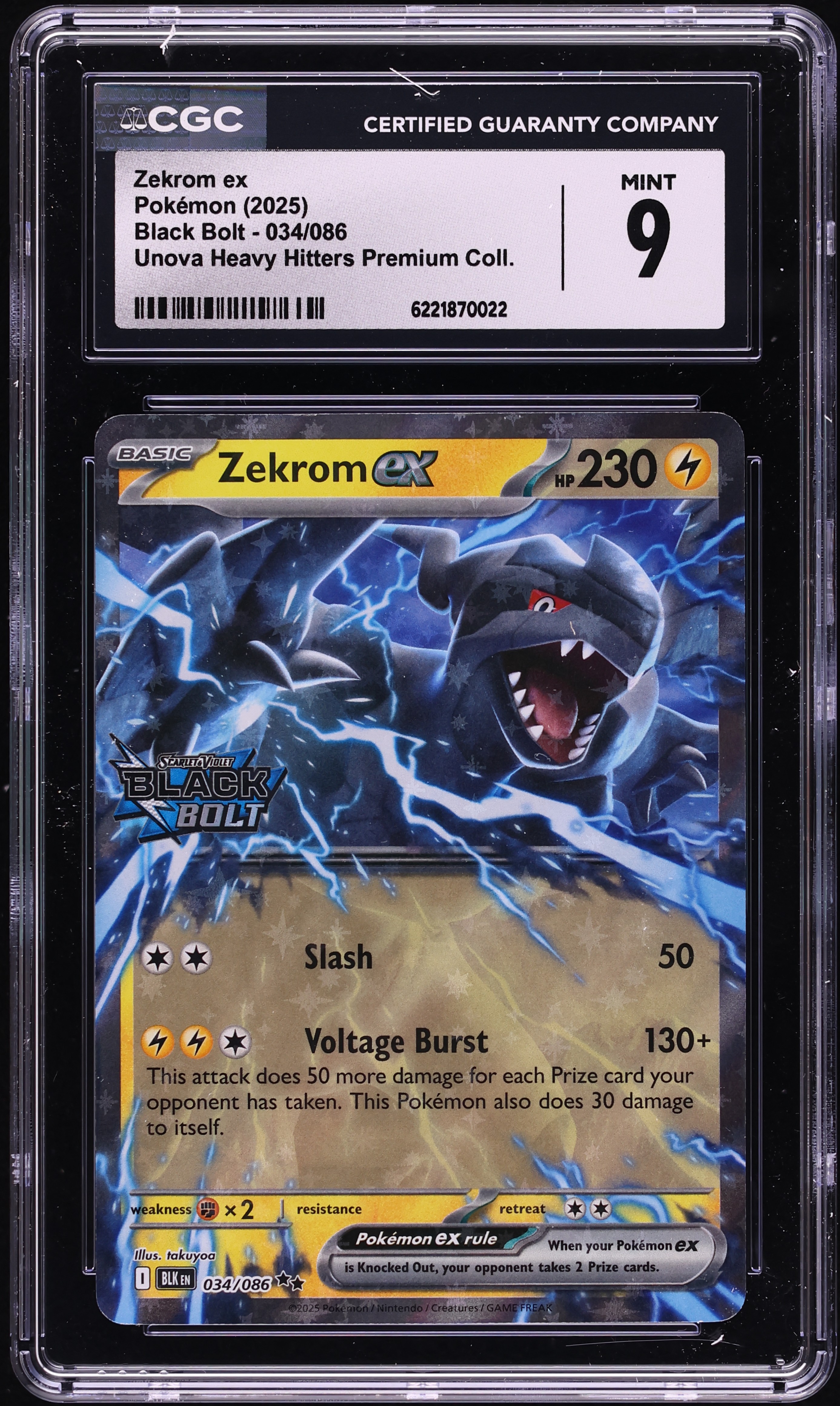 2025 Pokemon SV Black Bolt Unova Heavy Hitters Premium Collection Holo Zekrom ex #34 CGC 9 MINT