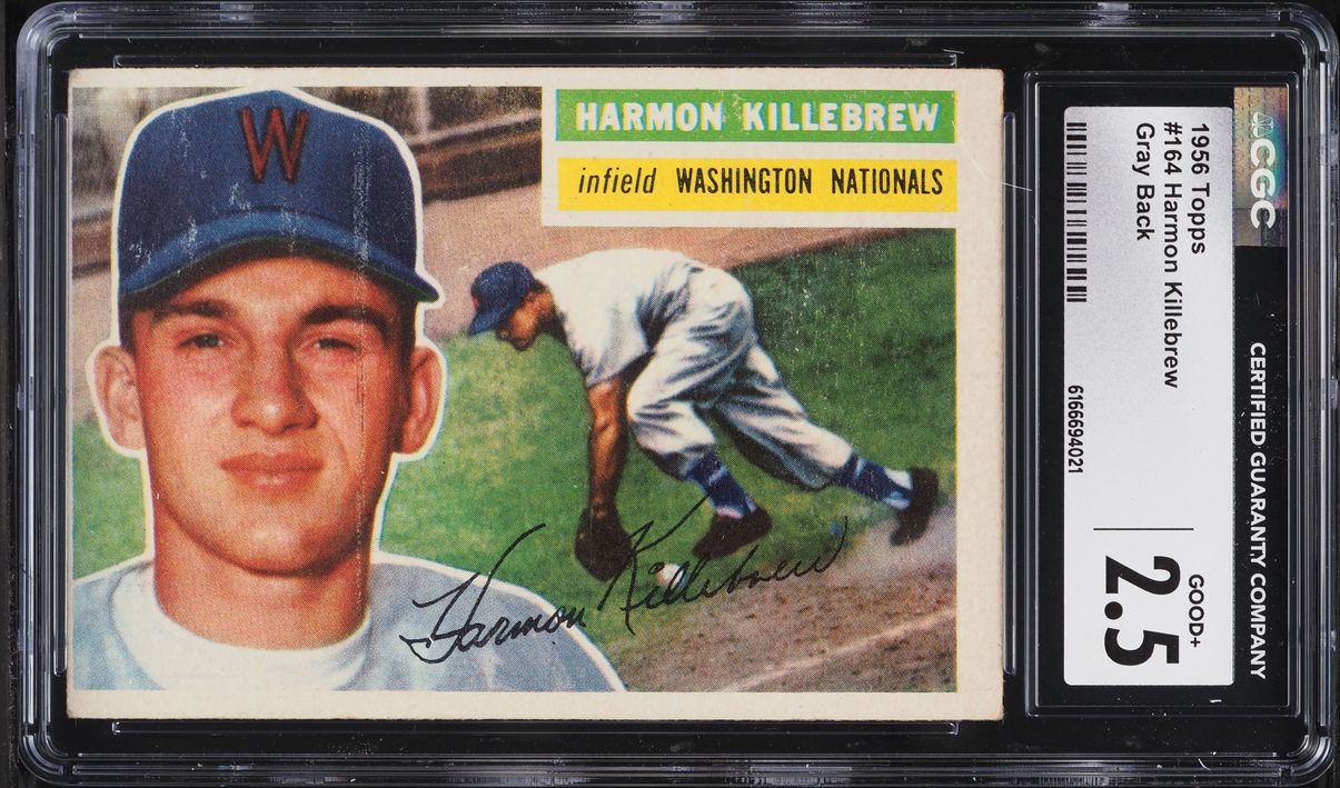 1956 Topps Harmon Killebrew GRAY BACK #164 CGC 2.5 GD+