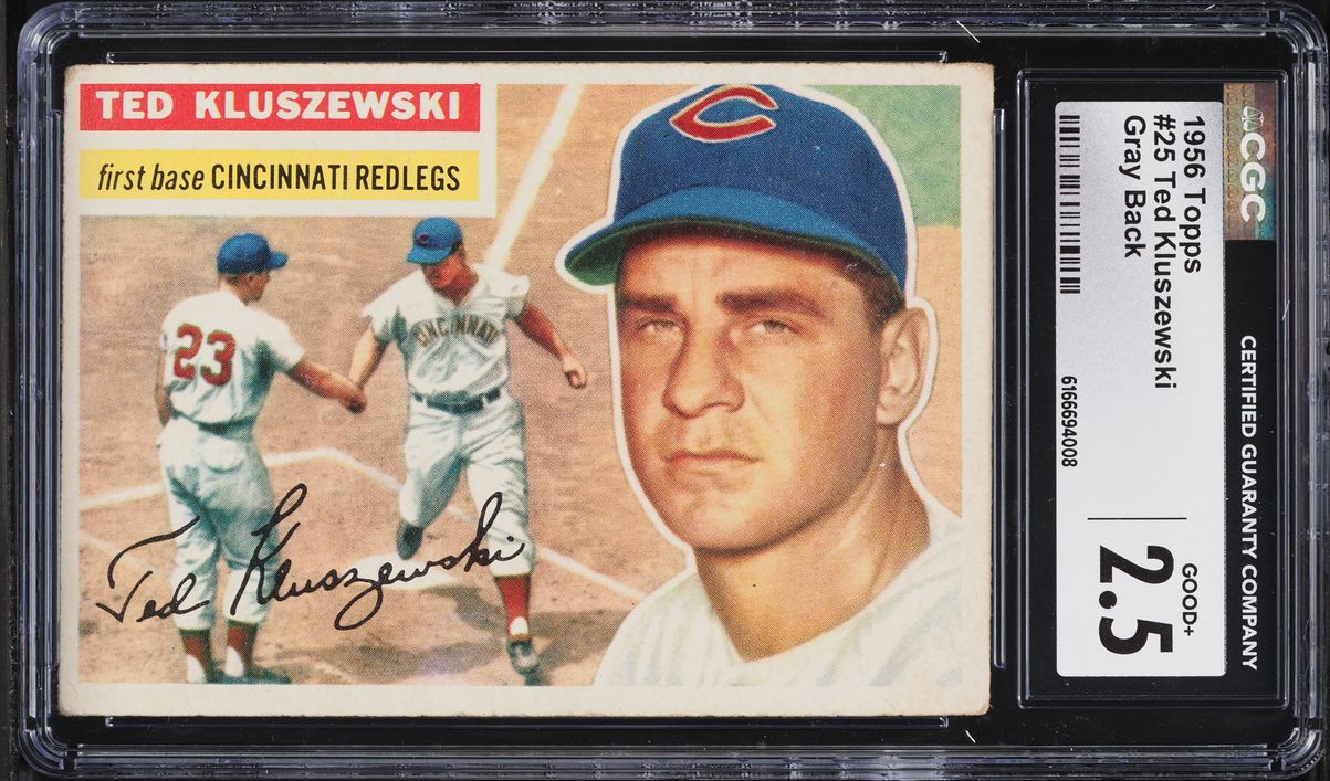 1956 Topps Ted Kluszewski GRAY BACK #25 CGC 2.5 GD+