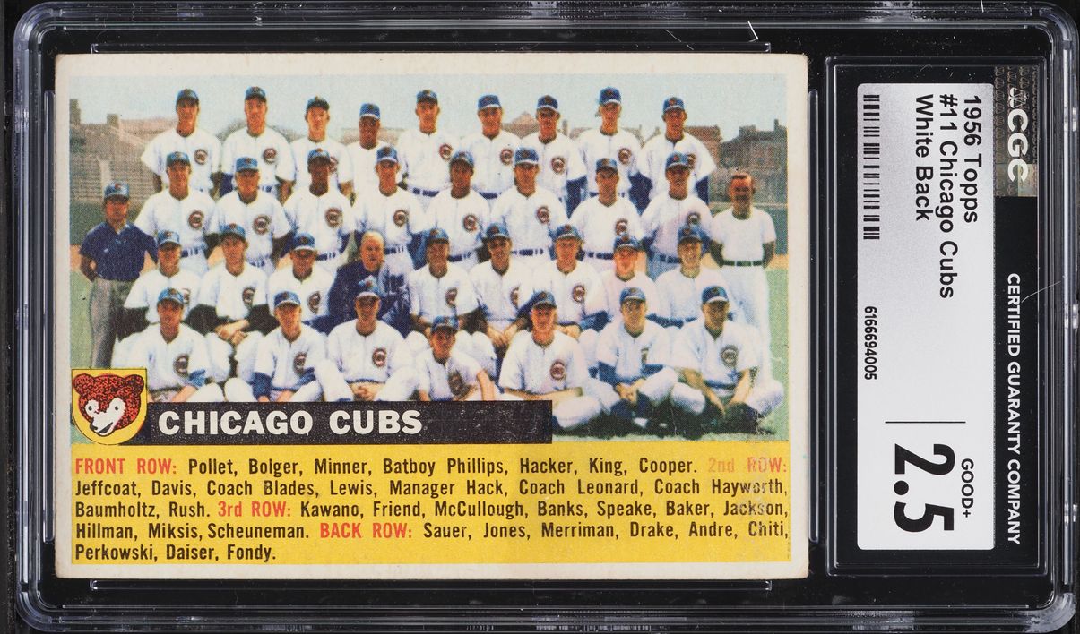 1956 Topps Chicago Cubs WHITE BACK #11 CGC 2.5 GD+