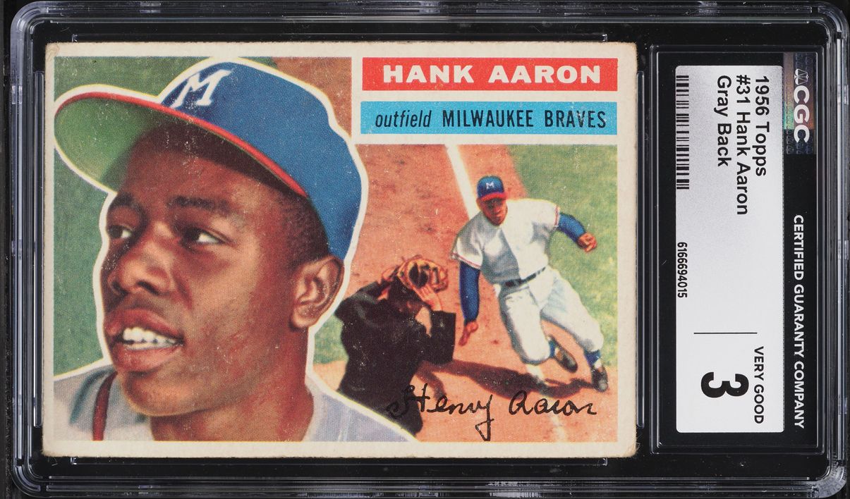 1956 Topps Hank Aaron GRAY BACK #31 CGC 3 VG