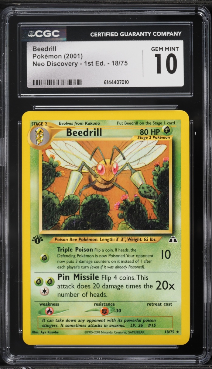 2001 Pokemon Neo Discovery 1st Edition Beedrill #18 CGC 10 GEM MINT