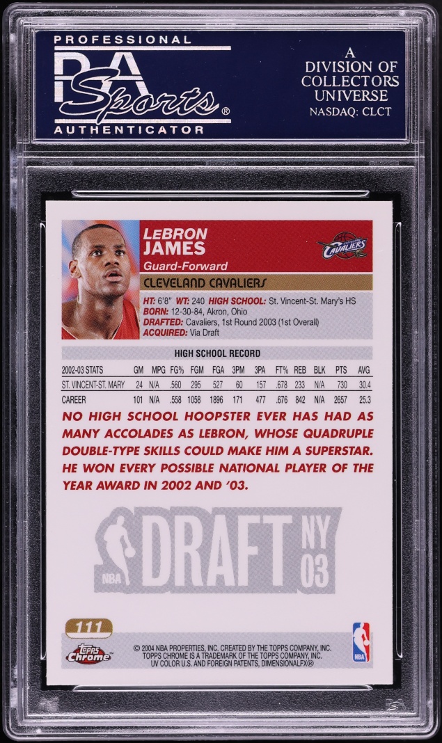 2003 Topps Chrome LeBron James ROOKIE #111 PSA 10 GEM MINT