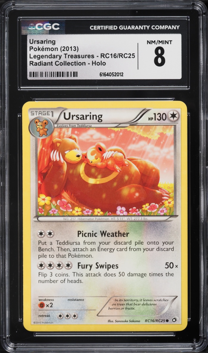 2013 Pokemon Black & White Legendary Treasures Radiant Collection Holo Ursaring #RC16 CGC 8
