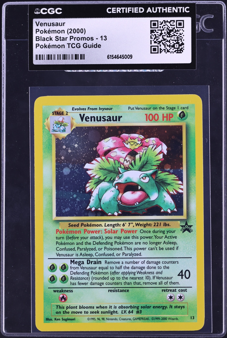2000 Pokemon Black Star Promo Holo Venusaur #13 CGC AUTH